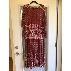Easel Red and Pink Patterned Maxi Dress